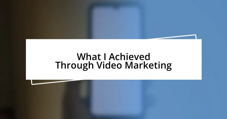 What I Achieved Through Video Marketing