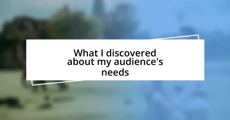 What I discovered about my audience’s needs